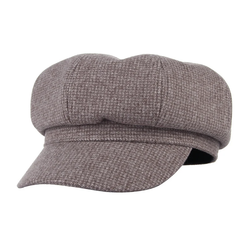 GEMVIE Soft Felt Baker Boy Cap Octagonal Hat Newsboy Cap For Women Fall Winter Hat Visor Beret Fiddler Hat