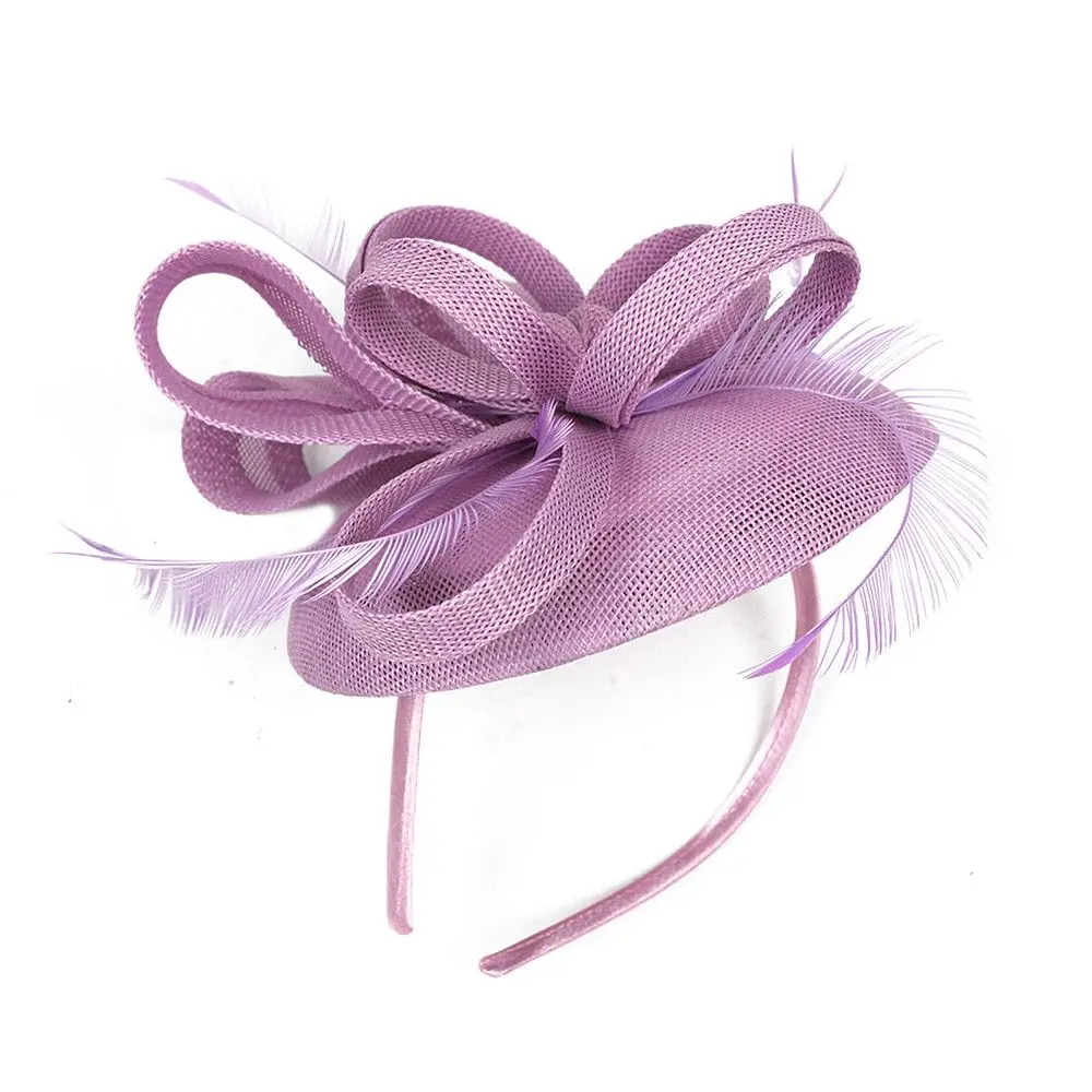 Women Wedding Evening Party Mesh Headband Flower Hat Fascinator Caps Feather Ladies Hat 1