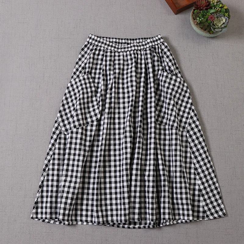 Japan Style Mori Girl Black White Plaid Skirt New Summer A-line Women ...