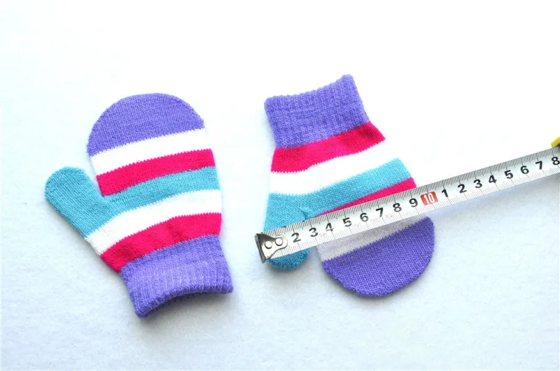 BalleenShiny/Детские зимние полосатые перчатки; мягкие теплые варежки для малышей; вязаные шерстяные перчатки для детей; зимние аксессуары для мальчиков и девочек