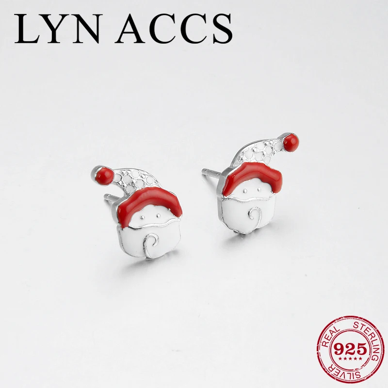 

2019 New Authentic 925 Sterling Silver Cute Earrings red enamel Christmas hat shape DIY Women Stud Earrings Fine luxury Jewelry