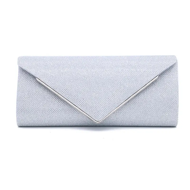 Luxy Moon Silver Envelope Clutch Bag Front View