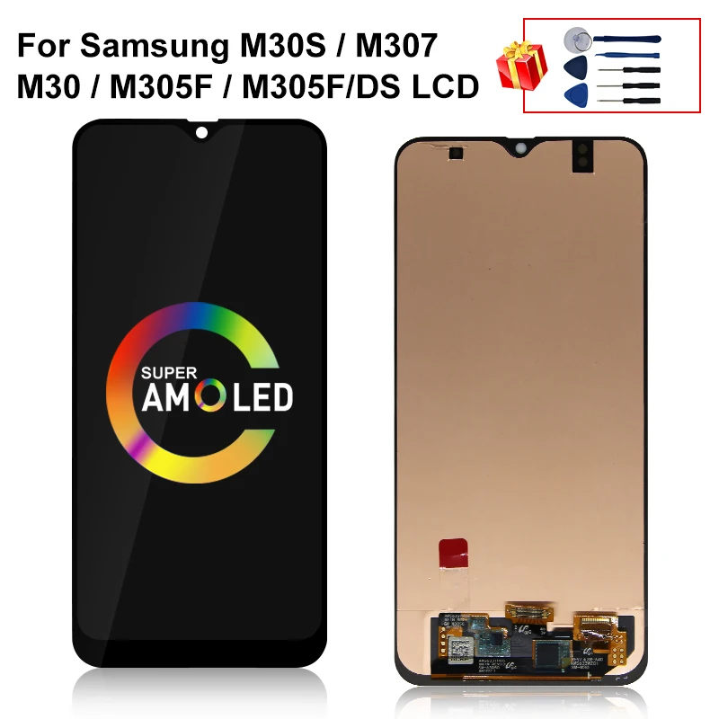 ЖК дисплей 6 4 дюймов AMOLED для SAMSUNG Galaxy M30S 2019 M307 сенсорный экран дигитайзер в сборе M30