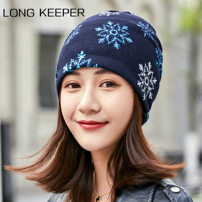 Модная женская шапка LongKeeper повседневные осенне зимние шапки снежинка воротник
