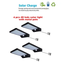 2/4pcs 48 LED Solar Power Lamp PIR Motion Sensor Solar Garden Lights Outdoor Waterproof Energy Saving Wall Yard Lamps security g
