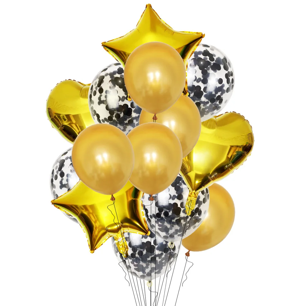 Высоко Качественные воздушные шары серебристого цвета с аппликацией в виде Золотой Звезды конфетти из фольги прозрачные воздушные шары счастливый день рождения, детский душ Свадебная вечеринка украшения
