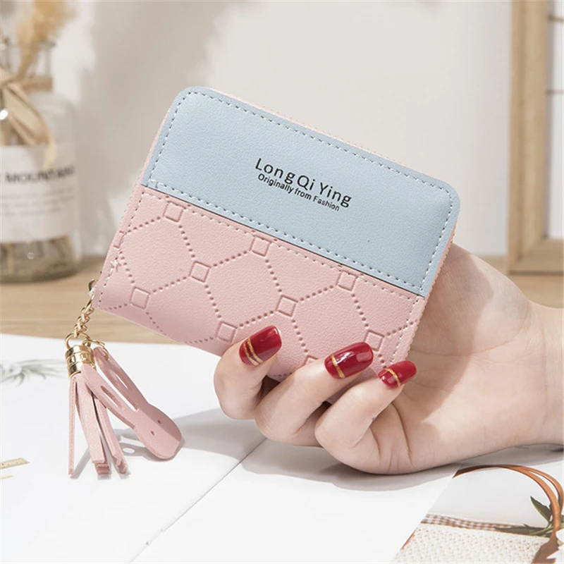 

2020 Rushed Real Women Short Wallet Letters Small Zipper Purse Tassel Soft Wallets Cute Rabbit Simple Card Holder Money Bag Pu