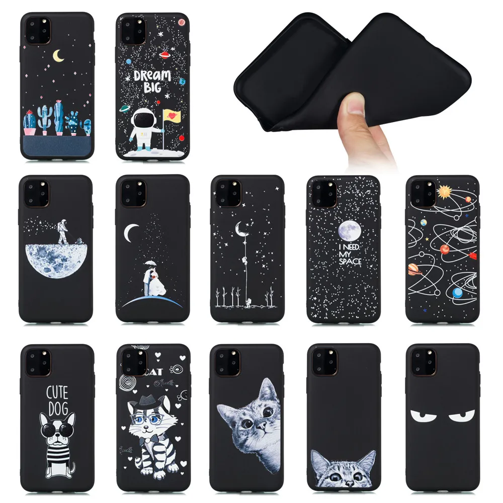 

Black Soft TPU Case For iPhone 11 Pro Max Case Cover For iPhone 11 Pro X XR XS Max Case Cute Soft Silicone Anti-fall Cover Capa