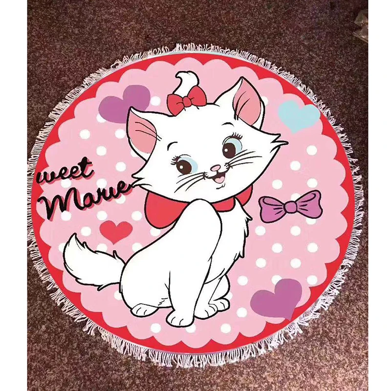 Soft Kitty Pink Cool Round Towel Tapestry Yoga Beach Mat Blanket 