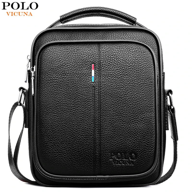 

VICUNA POLO Brand Fashion Travel Men Crossbody Bag Soft Solid Leather Travel Shoulder Bag For Man Business Mens Sling Bag