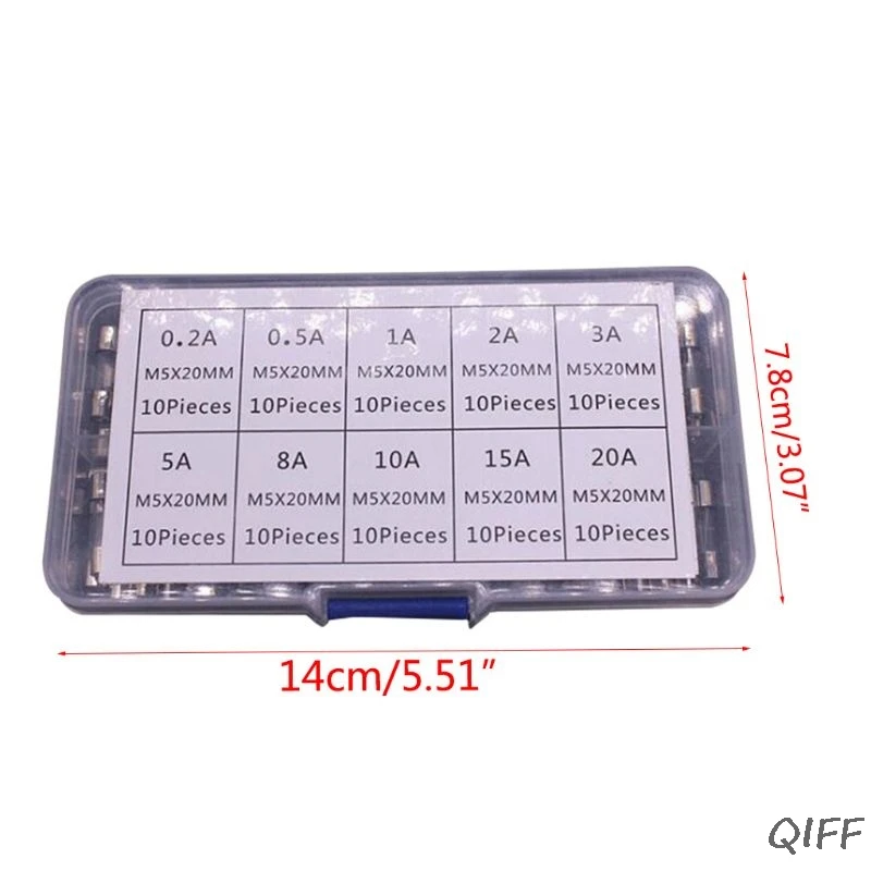 100 шт./кор. 5x20mm Fast Blow Стекло предохранители в ассортименте комплект 250V 0,2-20A для автомобиля грузовика