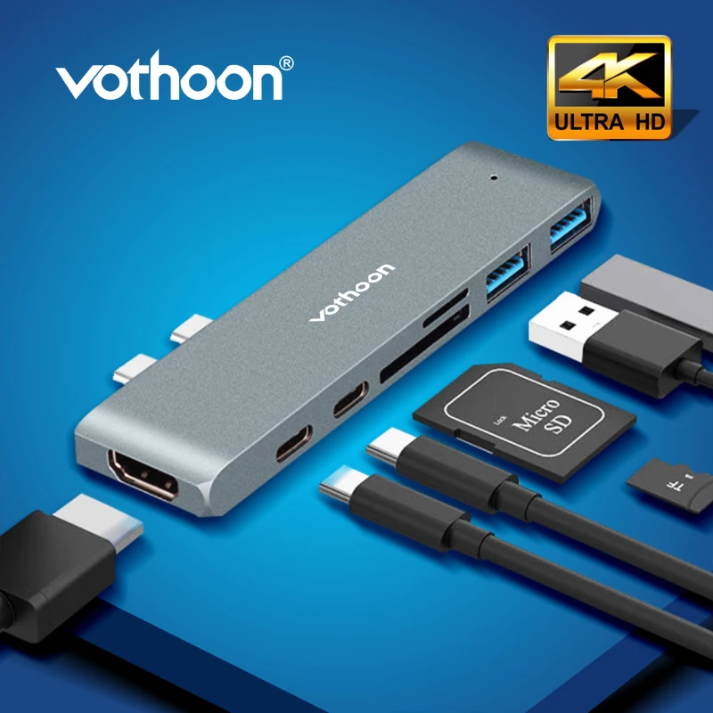 Votoon USB C концентратор для мульти USB3.0 HDMI USB концентратор для MacBook Pro Air USB сплиттер 7 портов Thunderbolt 3 концентратор двойной usb type C концентратор