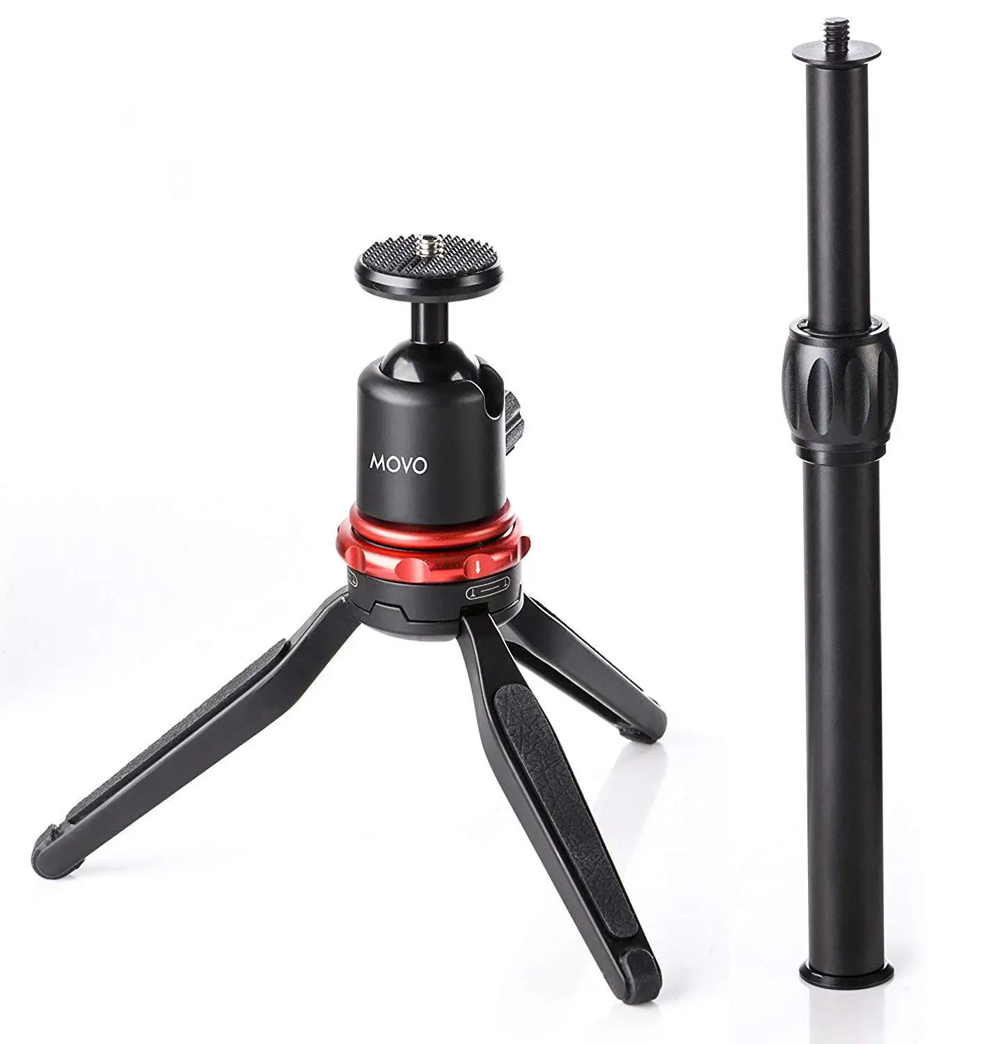 

MOVO MV-T1 Aluminum Mini Universal Tripod Ball Stand with Removable Grip for IOS iPhone 8 7 GoPro Action Canon Nikon DSLR