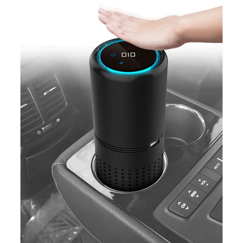 

Car Air Purifier Negative Ion Generator Air Freshener Cleaner Remove Formaldehyde Gesture Control Aromatherapy HEPA Filter