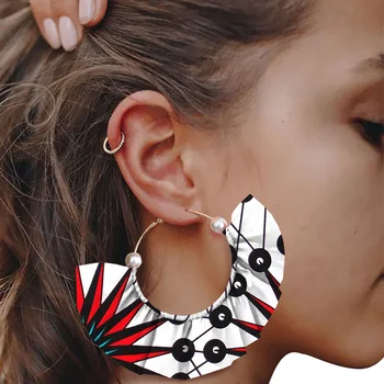

Bohisen African Ethnic Printed Batik Cotton Handicraft Earrings Vintage Africa Drop Earrings For Women Ethnic Fashion Jewelry