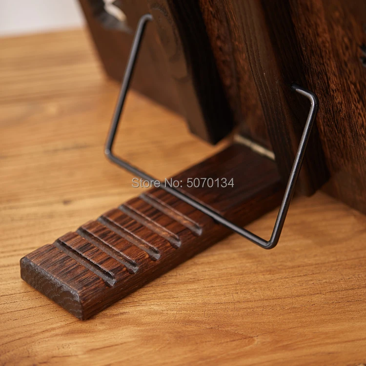 Adjustable Wooden Book Stand Foldable Desktop Reading Holder for Music Books Textbooks Tablets Laptop with Page Holder Clips