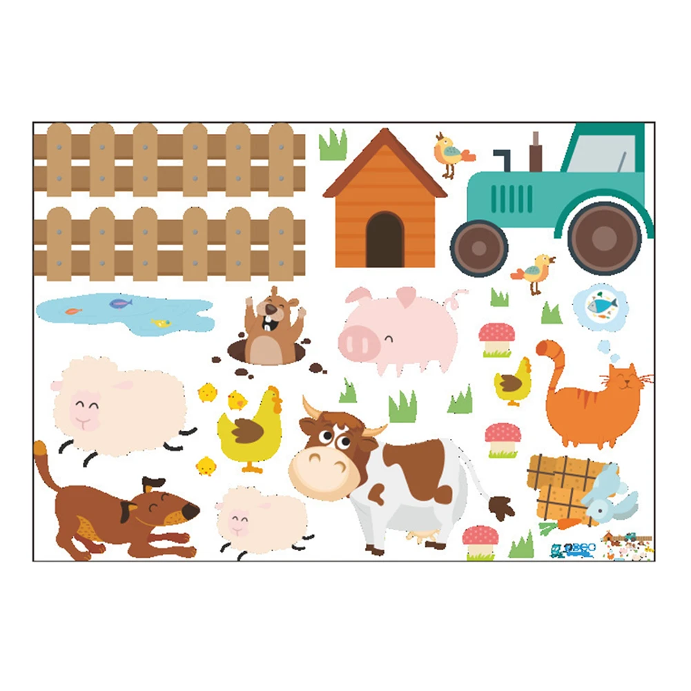 Ham Sluiting Uitroepteken Muurstickers Lijm Nursery PVC Kinderkamer Cartoon DIY Home Decoration Art  Mural TY Achtergrond Boerderij Dieren Vee Hond|Wandstickers| - AliExpress