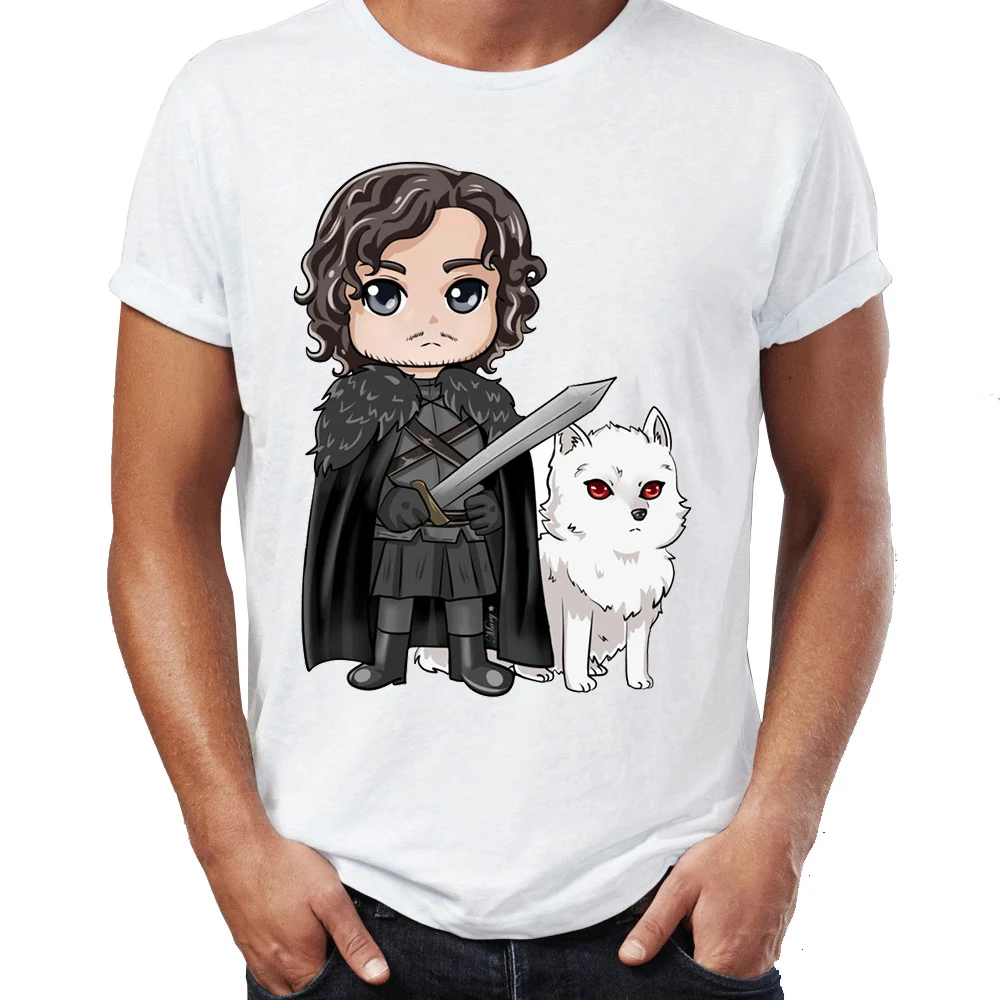 

Men's T Shirt Jon Snow And Ghost Awesome Artwork Printed Tee