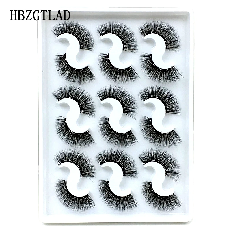 HBZGTLAD 9 Pairs 3D natural mink eyelashes wholesale strip silk lashes new makeup eyelash extension false eyelashes for beauty