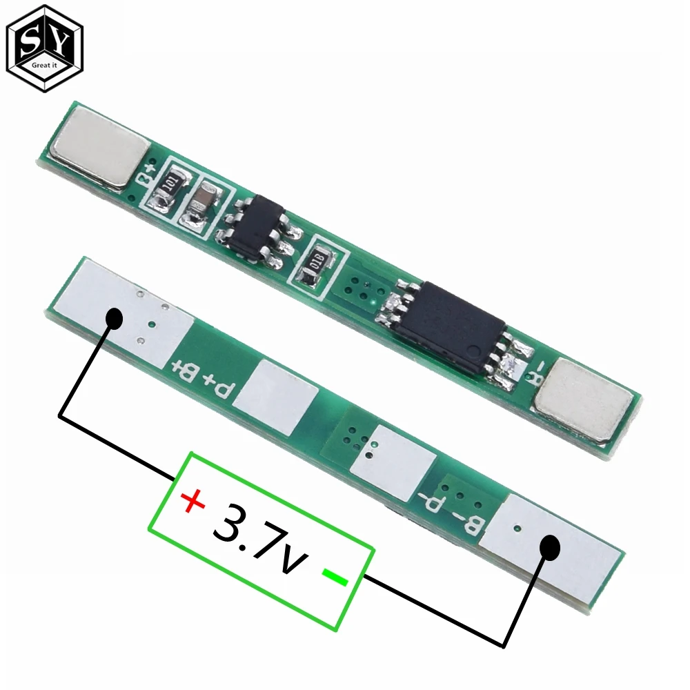 1 шт. Great IT 1S 3,7 V 3A li-ion BMS PCM плата защиты батареи pcm для 18650 литий-ионный аккумулятор