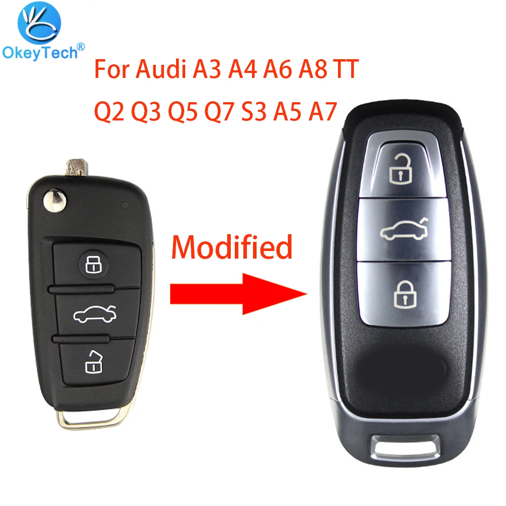 OkeyTech Auto Geändert Fernbedienung Schlüssel Shell Fob Für Audi Q3 A3 Q2L  Keyless Smart Schlüssel Fall Für Audi Q7 a6L Starten Motor System -  AliExpress