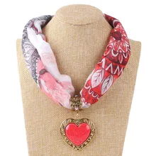 Новинка, шарф с подвеской, ожерелье, богемные ожерелья для женщин, шифоновые шарфы с подвесками, ювелирные изделия, накидка, женские аксессуары