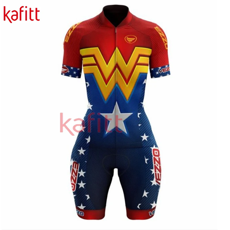 Kafitt summer women's triathlon professional sportswear short sleeved cycling jumpsuit cycling jersey shorts set
