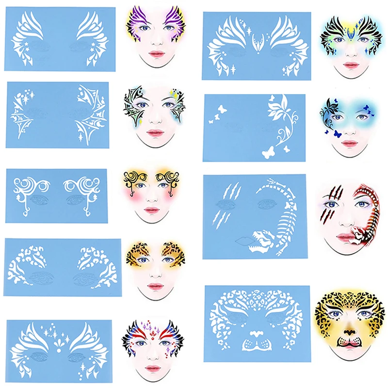 

Soft Face Body Paint Stencil Reusable Template Tattoo Painting Makeup Tools Eye Body DIY Design Halloween Christmas Party