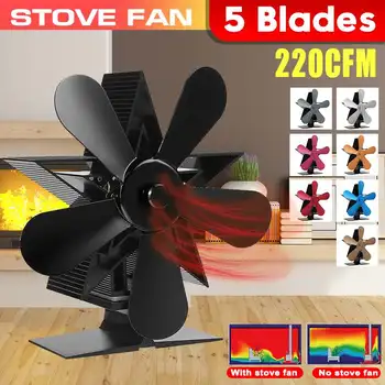 

Christmas Tree Type 5 Blade Heat Powered Stove Fan Log Wood Burner Eco Friendly Quiet Fireplace Fan Efficient Heat Distribution