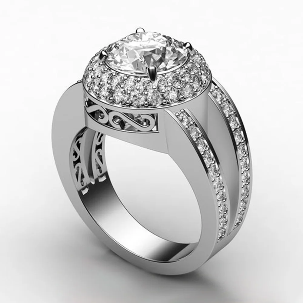 

Huitan Dazzling AAA CZ Wedding Ring Ladies Dream Meaningful Engagement Ring With Micro Paved Bridal Ring For Women Trendy Jewelry Gadget