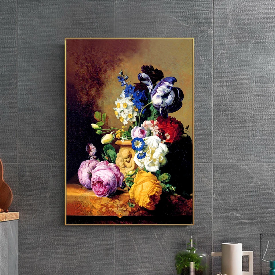 60x80cm Big Size Flower Fruit Famous Oil Painting on Cancas wall Art Poster Picture For Entrance and Living Room Home Decoration