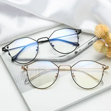 Ретро, анти-синий светильник, оправа для очков, для женщин, мужчин, кошачьи глаза, металлическая оправа для очков, Ретро стиль, близорукость, оптические очки для компьютера