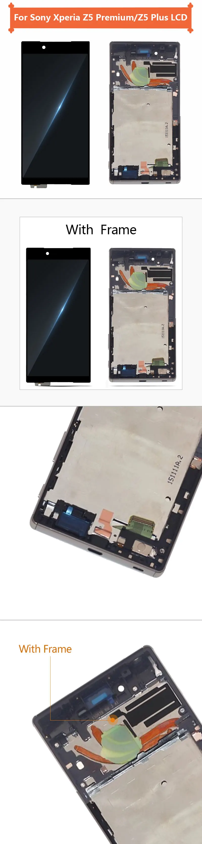 Качество AAA 5," для sony Z5 Premium Z5 Plus E6853 E6883 lcd сенсорный экран дигитайзер с рамкой в сборе Запчасти