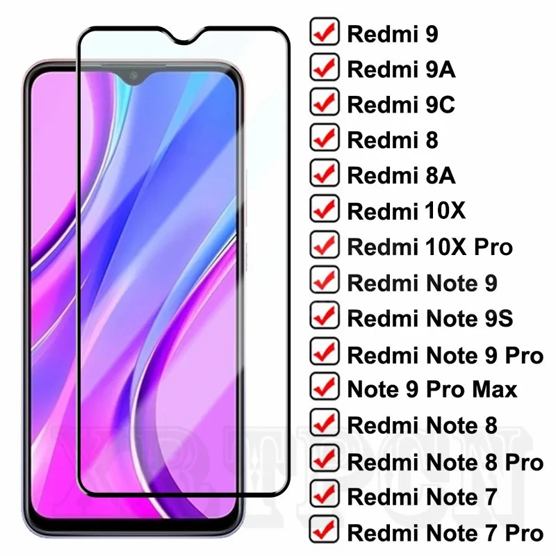 9D 9H Полное покрытие экрана защитное стекло на Redmi Note 7 8 9 8T 9S для Xiaomi 8A 9A 9C 10X Pro
