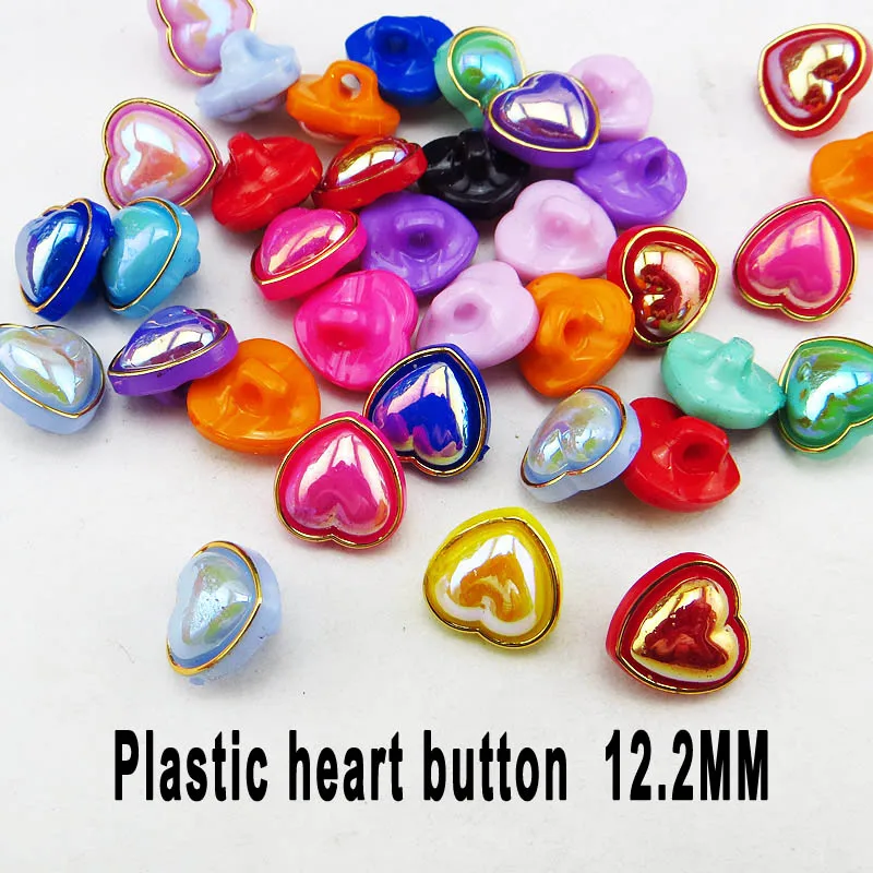 

50pcs AB COLOR PEARL acrylic heart button decorative mixed colors Dyed kid buttons coat boots sewing clothes accessory p-278