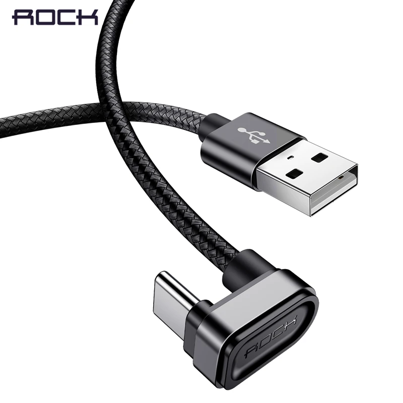 Кабель ROCK type C 180 градусов локоть 2.1A Быстрая зарядка синхронизации данных USB C игровой кабель для Xiaomi OnePlus huawei samsung type-C провод