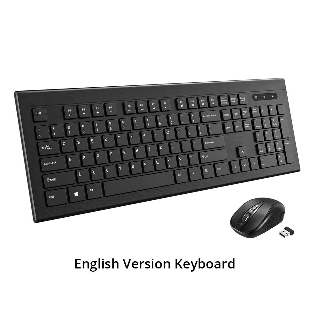 VicTsing PC114 беспроводная клавиатура и мышь 104 клавиатура 1600 dpi Мышь Комбо Комплект для ПК ноутбук ультра тонкий офисный костюм - Цвет: English Version