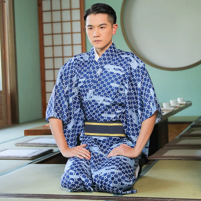 Conjunto de kimono japonés tradicional para hombre: kimono Haori, Kaku Obi  y kimono Nagagi para hombre en oferta -  España