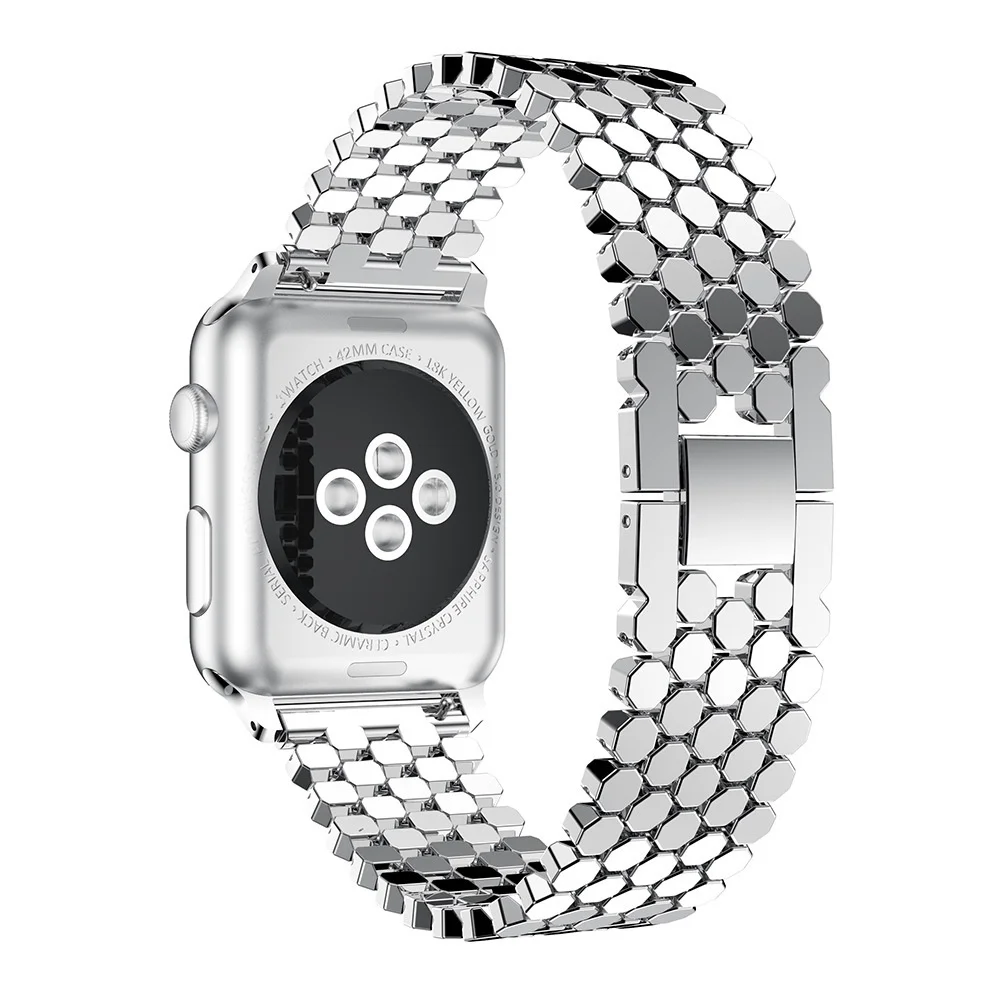 Роскошные весы форма нержавеющая сталь Apple Watch ремешок замена ремешок для Apple Watch серии 5 4 3 38 мм 40 мм 42 мм 44 мм
