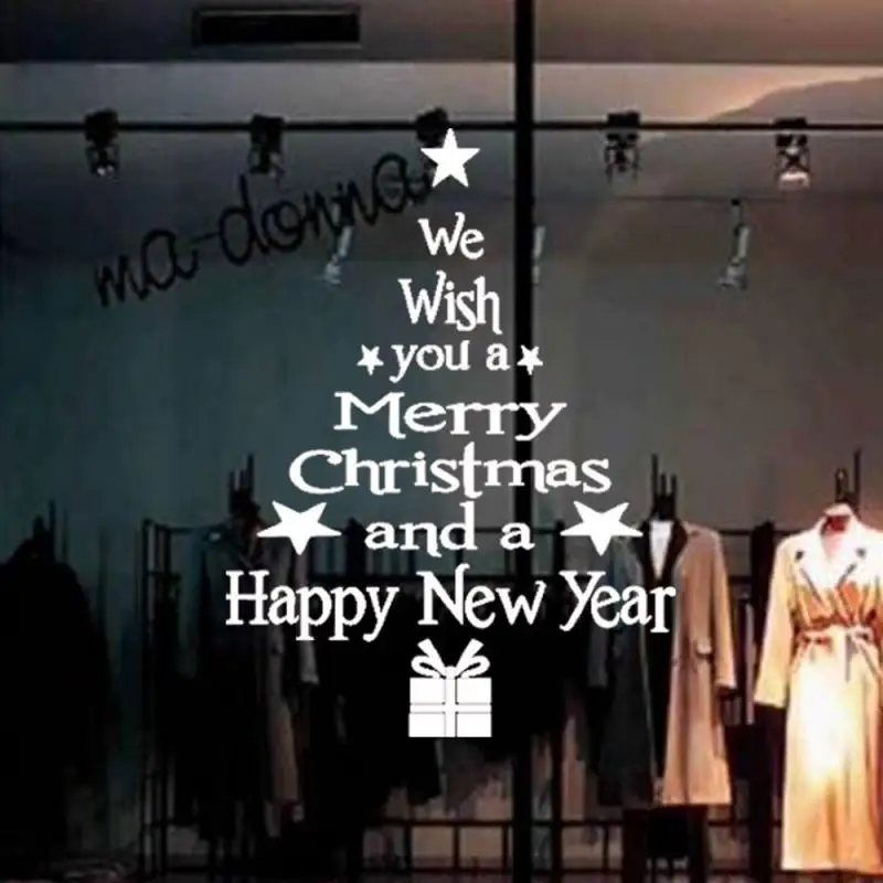 

Creative Nice Christmas Home Decoration Blessing Christmas Tree Pattern With Star Waterproof Wall Sticker Wall Window Decoration