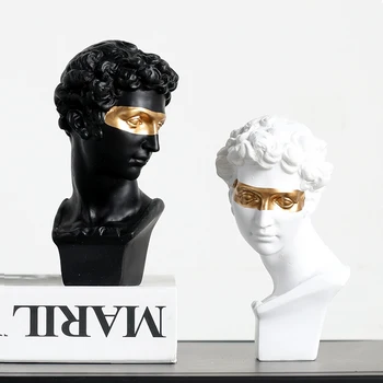 

Europe Resin Mythology Abstract Sculpture Golden Eyes David People Statues Decoration Home Decoration Accessories Modern Statues