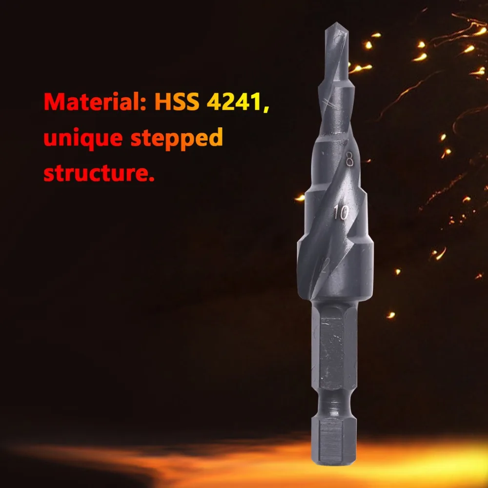 Профессиональные 3 шт HSS спиральные рифленые ступенчатые сверла 4-12 мм, 4-20 мм, 4-32 мм шестигранный хвостовик нитрирование черный конический Конус дрель