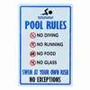 Pool Rules Signs No Diving No Running No Food No Glass Metal Tin Signs Warning Sign Easy Mounting Indoor Or Outdoor Use ZSS9 ► Photo 3/6