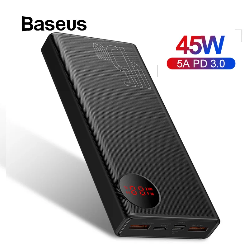 Kaufen Baseus 20000mAh Power Bank 45W USB PD Schnelle Aufladen Power für iPhone 11 Pro Max Xiaomi Schnell Ladung 4,0 3,0 Externe Batterie