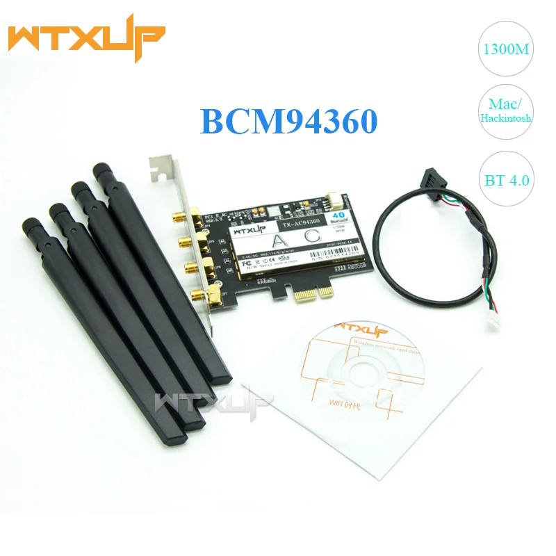 Настольная WiFi карта BCM94360 PCIE X1 X4 X8 X16 802.11AC Двухдиапазонная 1300 Мбит/с Bluetooth BT 4 0 ПК для