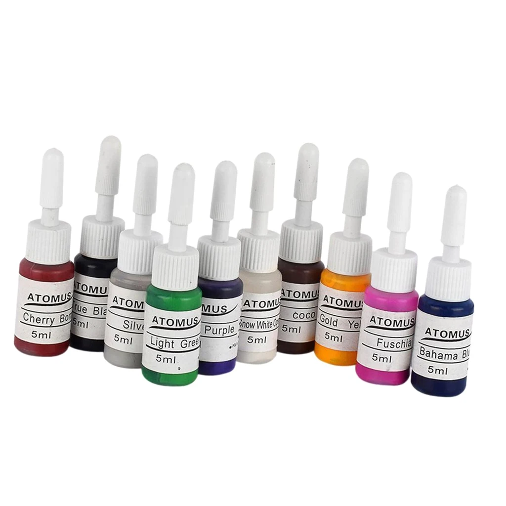 10 Color 0.18oz 5ml Premium Tattoo Ink Set Bottled Pigment Paint For Needles 10 Color 0.18oz 5ml Premium Tattoo Ink Set Bottled Pigment Paint For Needles