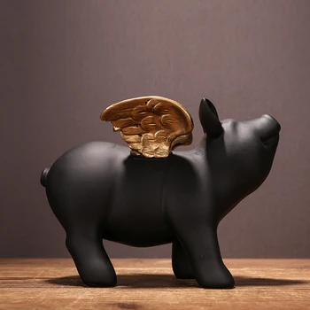 

FUNNY PIGLET MINIATURE MONEY BOX DECORATIVE RESIN ANGEL PIGGY BANK GIFT CRAFT ORNAMENT ACCESSORIES FOR HOME, BAR AND CAFE DECOR