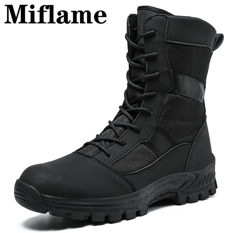 Military Tactical Ankle Boots Men Outdoor Leather Winter Fur Warm Man