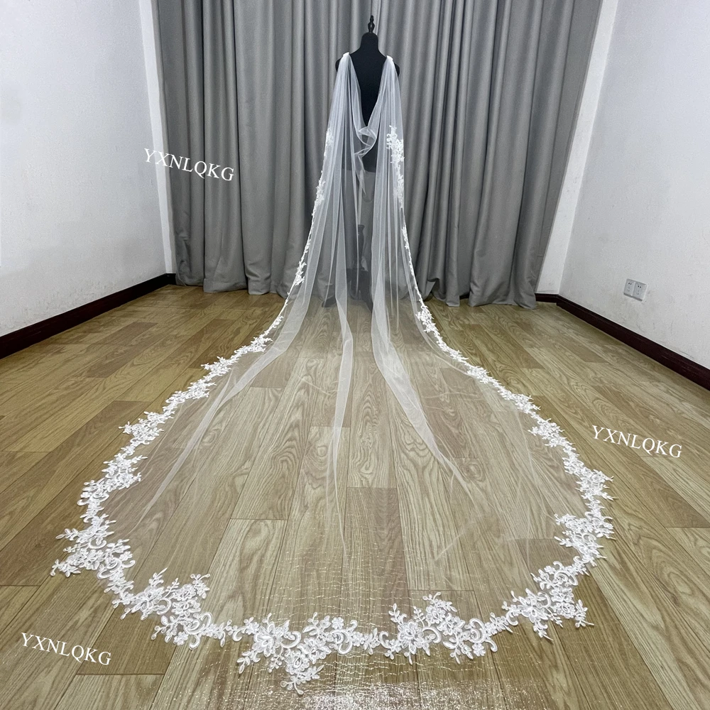 Real Photos 3Meters Lace Wedding Bolero Romantic Tulle White Ivory Bridal Capes with Clip Wedding Accessories