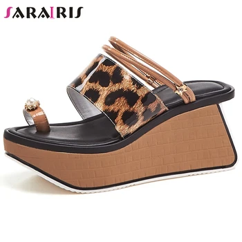 

SARAIRIS Unique Summer slip-on Platform Flip Flop Women 2020 Wedges Slippers Ladies Fashion Leopard Shoes
